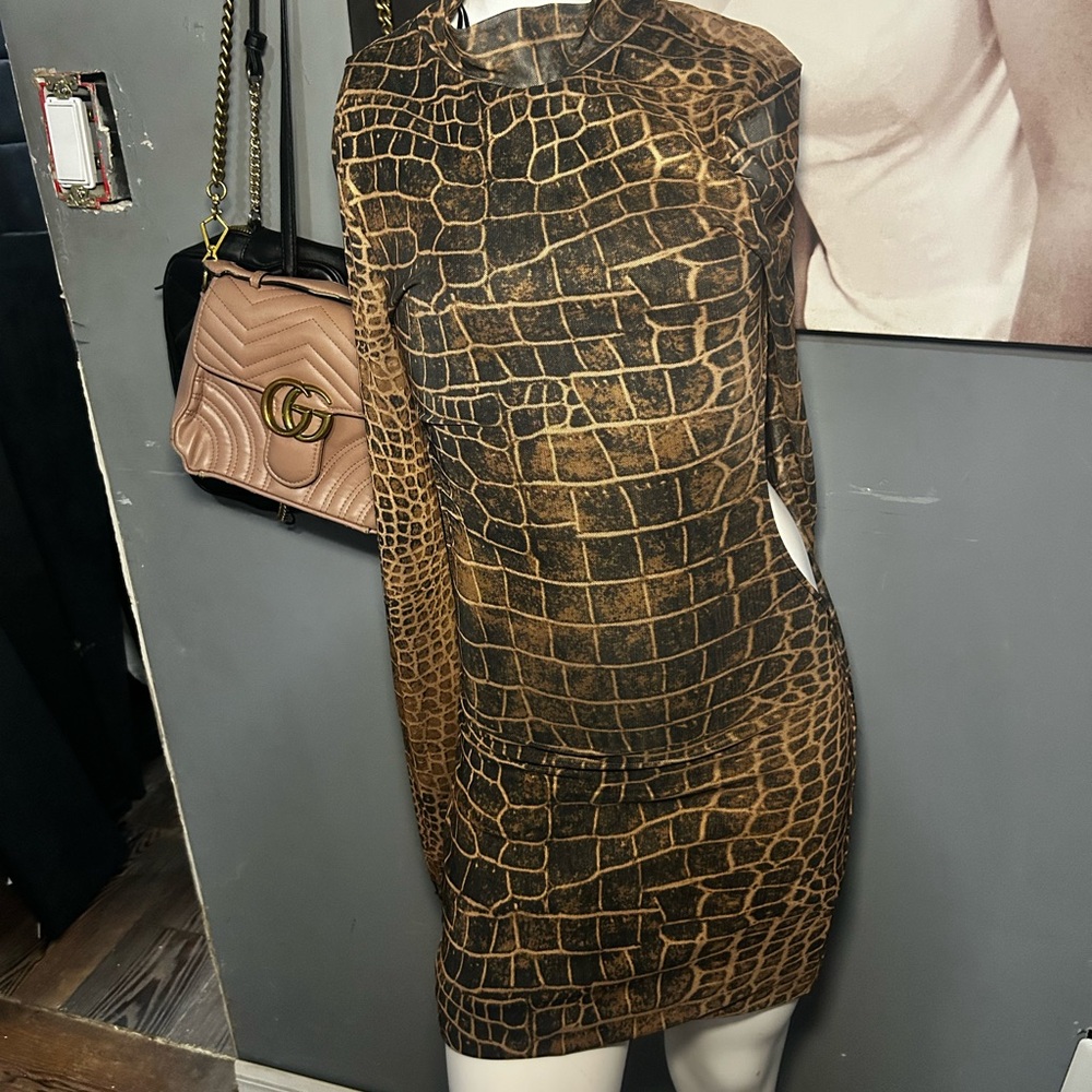 PrettyLittleThing Brown Backless Dress